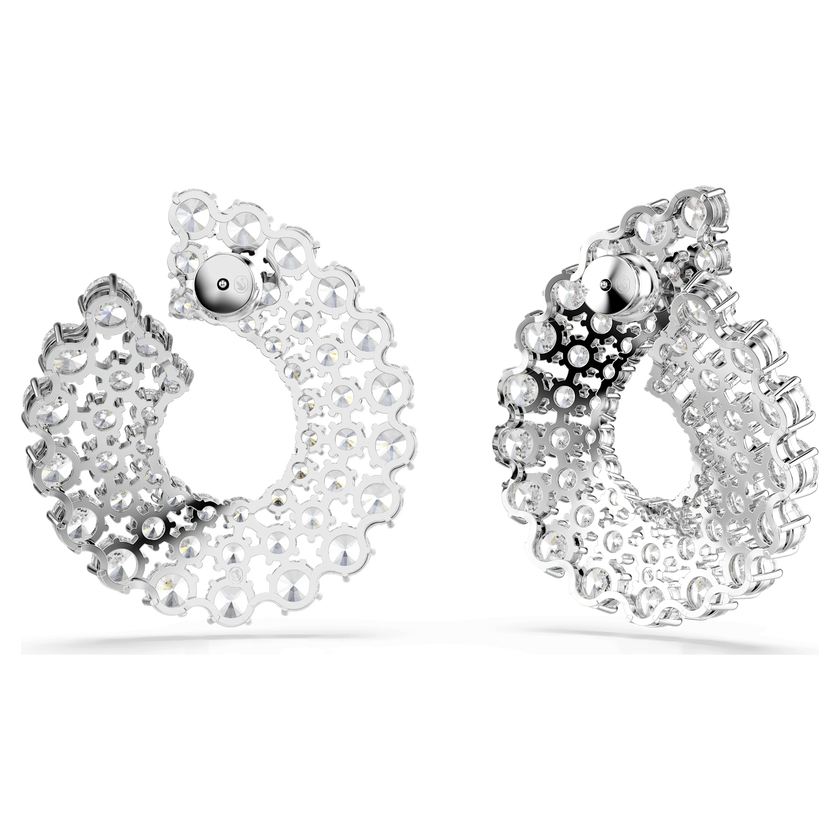 swarovski أقراط حلقية matrix، قطع مستدير متنوع، لون أبيض، طلاء روديوم