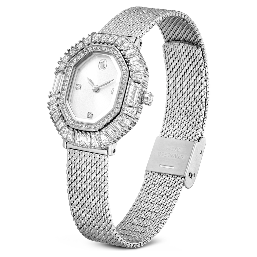 swarovski ساعة matrix octagon، سوار معدني، لون فضي، ستانلس ستيل