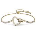 Lovely bracelet, Heart, White, Gold-tone plated