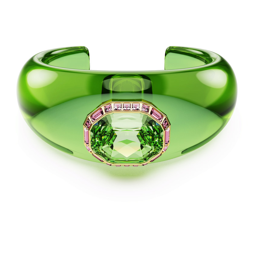 swarovski dulcis cuff  octagon cut  pav   green  gold tone plated