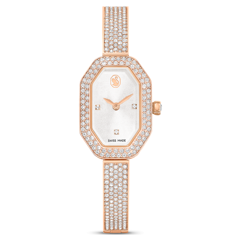 swarovski dextera bangle watch  swiss made  metal bracelet  rose gold tone  rose gold tone finish