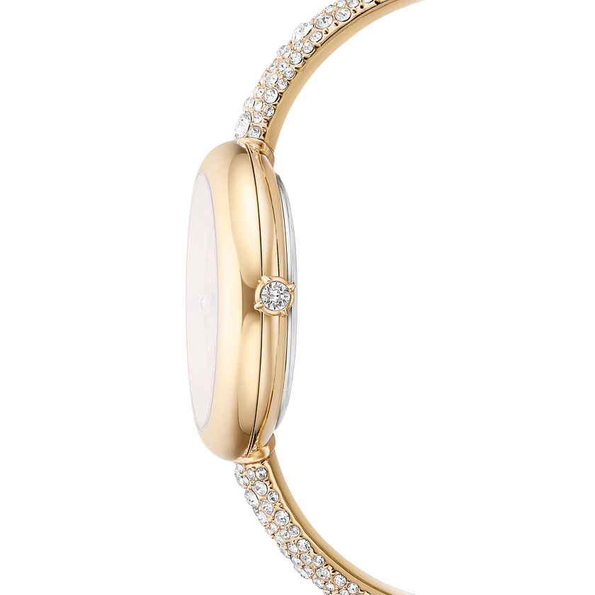 swarovski ساعة sublima bangle، صناعة سويسرية، سوار معدني، لون ذهبي، لمسة نهائية بلون ذهبي شامبين