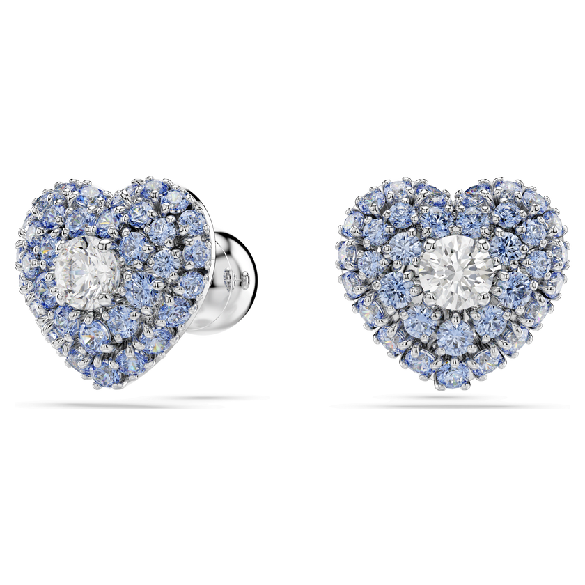 swarovski أقراط دبوسية idyllia، على شكل قلب، لون أزرق، طلاء روديوم