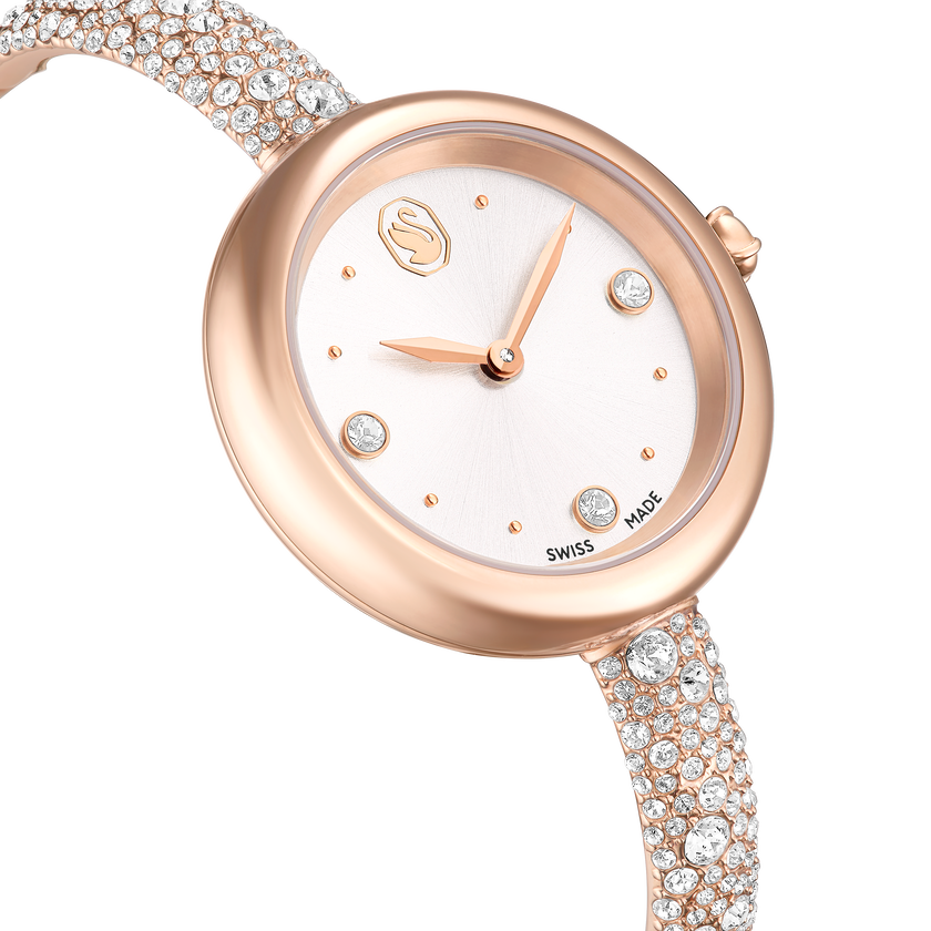 swarovski ساعة sublima bangle، صناعة سويسرية، سوار معدني، لون ذهبي وردي، لمسة نهائية بلون ذهبي وردي