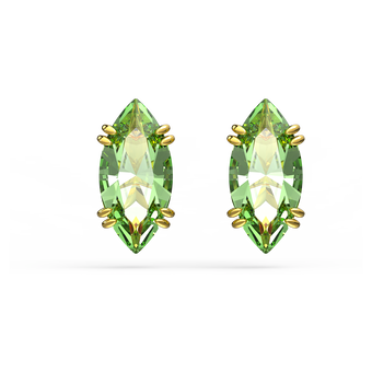 swarovski gema stud earrings  green  gold tone plated
