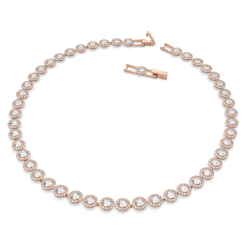 swarovski una angelic tennis necklace  round cut  medium  white  rose gold tone plated