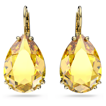 swarovski millenia earrings  pear cut crystal  yellow  gold tone plated