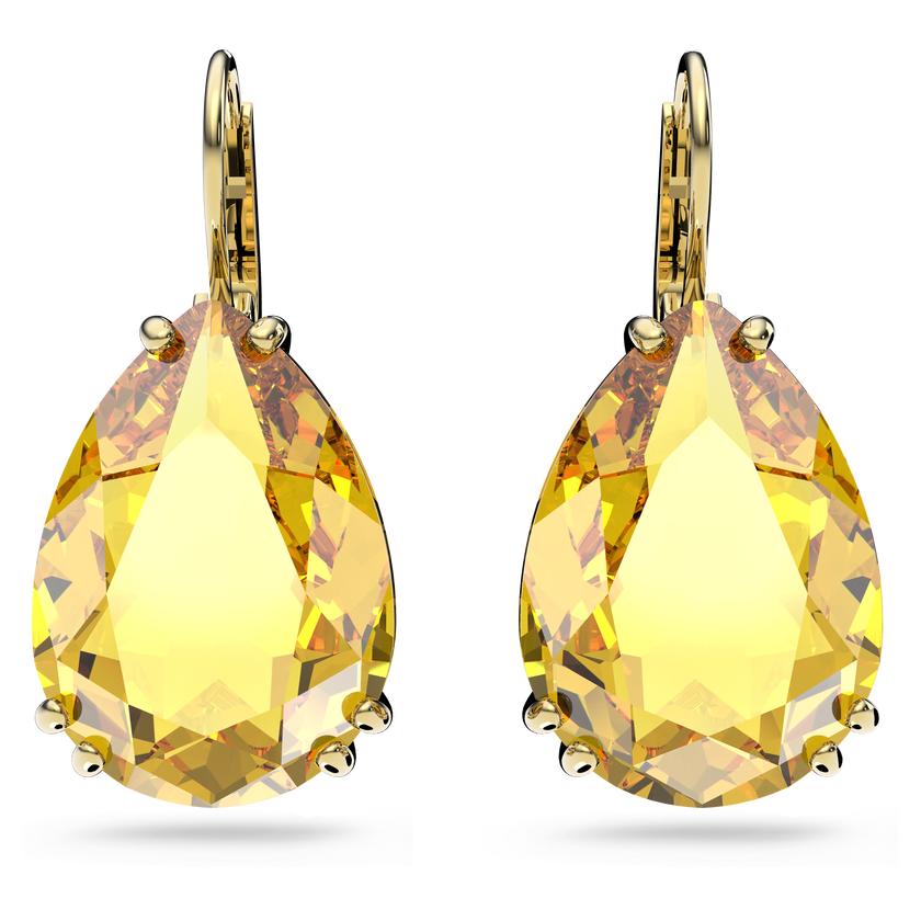 swarovski millenia earrings  pear cut crystal  yellow  gold tone plated