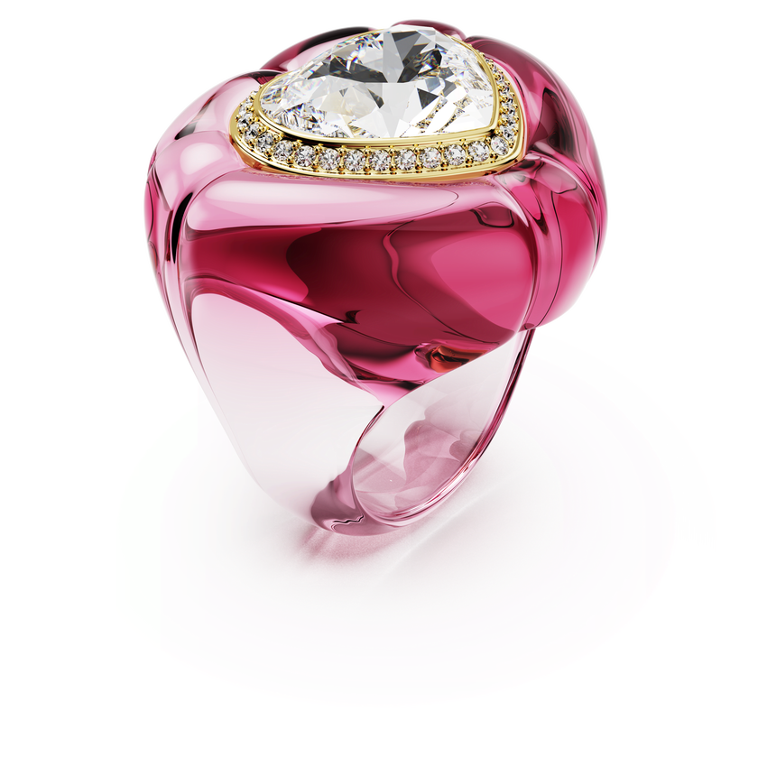 swarovski dulcis cocktail ring  heart cut  pav   heart  pink
