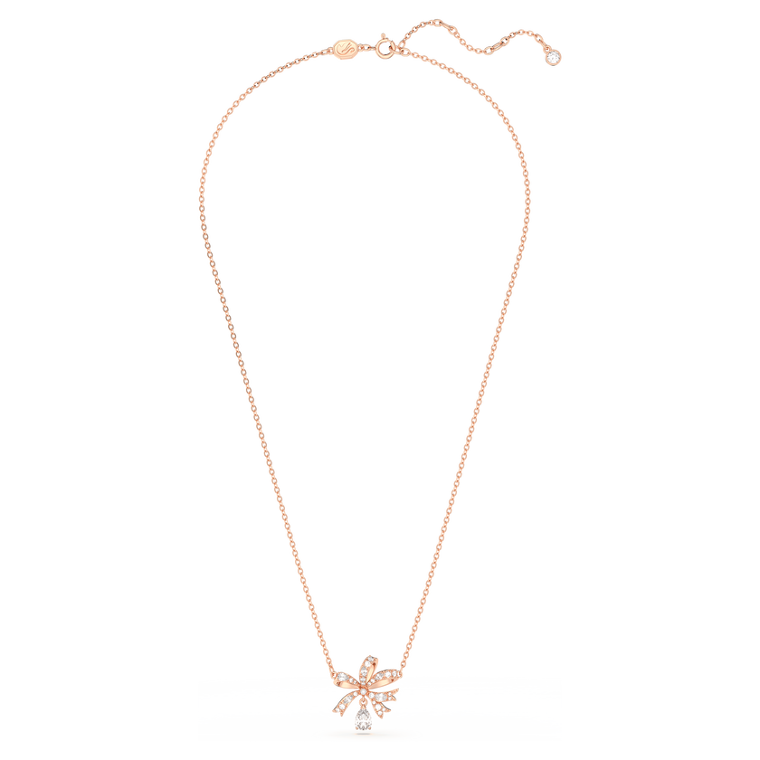 swarovski hyperbola necklace  bow  small  white  rose gold tone plated