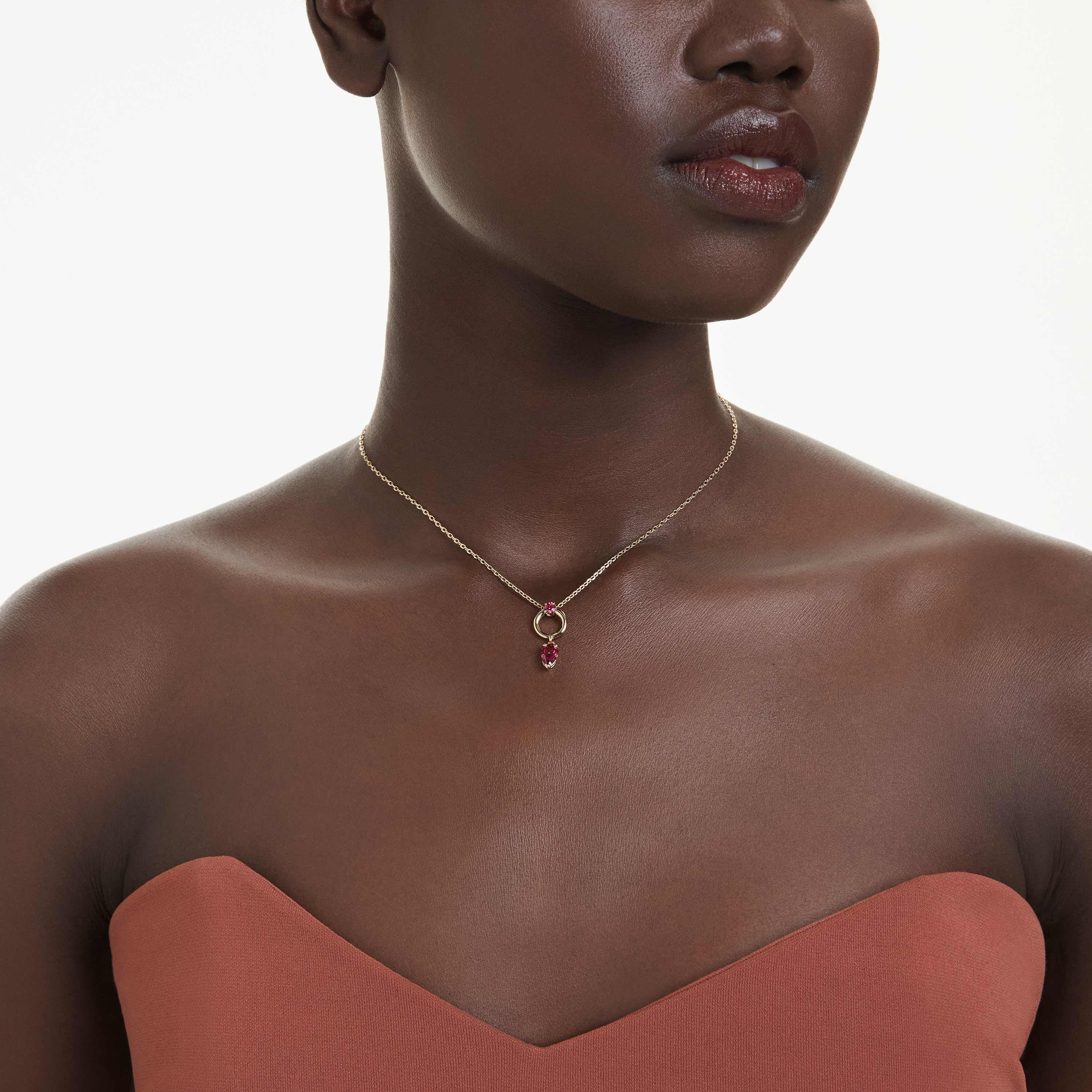 swarovski mesmera pendant  mixed cuts  red  gold tone plated