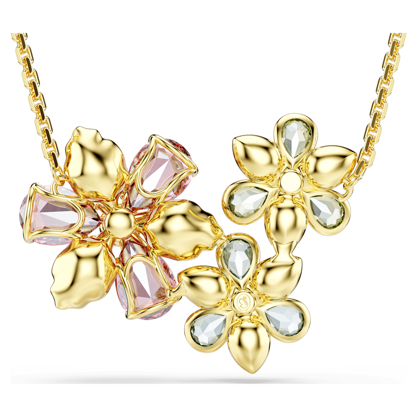 swarovski idyllia pendant  mixed cuts  flower  multicolored  gold tone plated