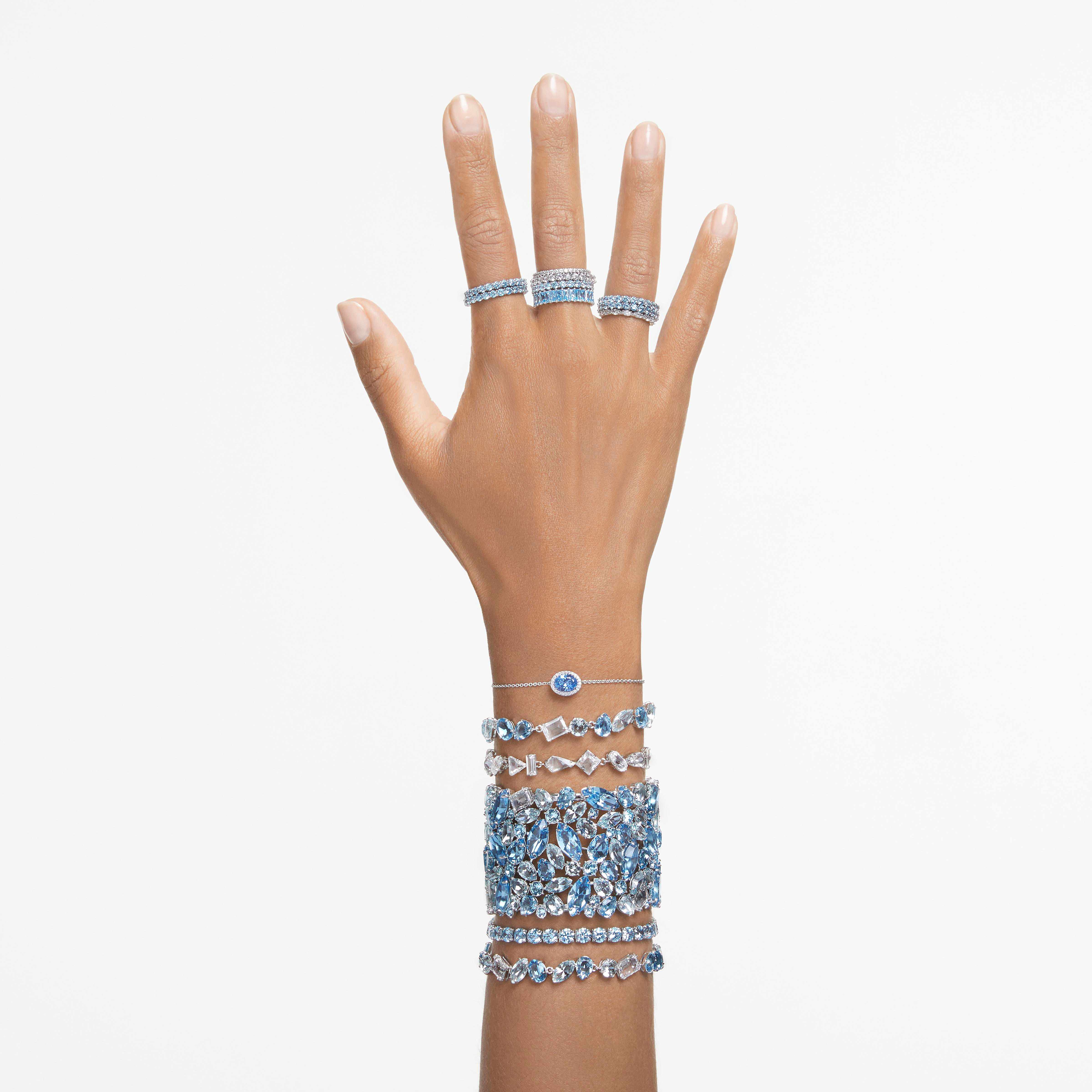 swarovski سوار matrix tennis، قطع مستدير، لون أزرق، طلاء روديوم