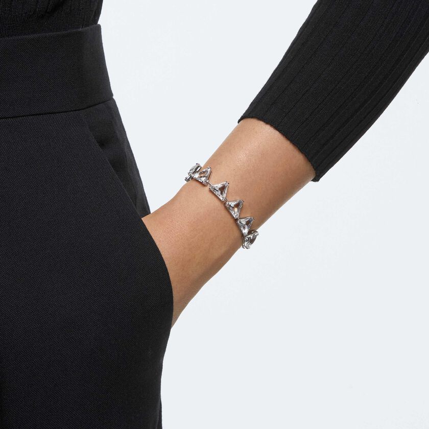 swarovski millenia bracelet  triangle cut crystal  white  rhodium plated
