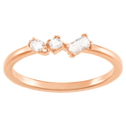 Frisson Ring, White, Rose-gold tone plated