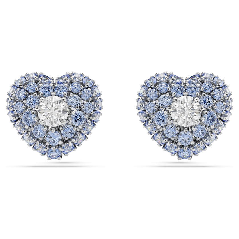 swarovski أقراط دبوسية idyllia، على شكل قلب، لون أزرق، طلاء روديوم