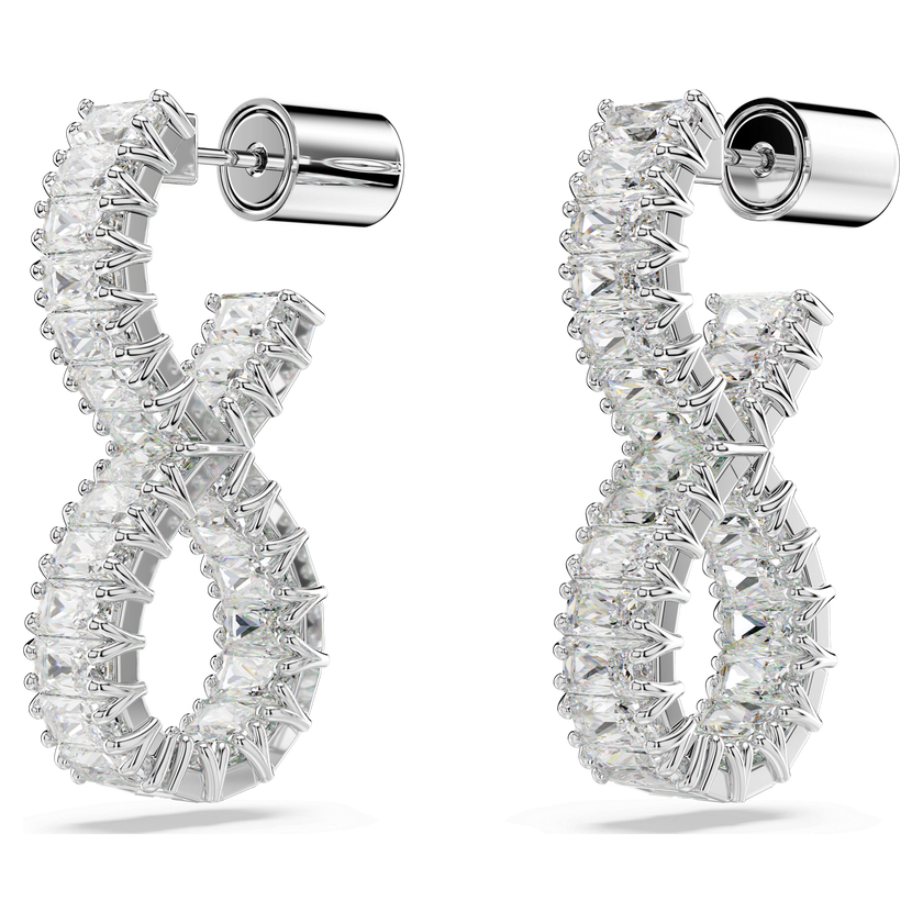 swarovski hyperbola hoop earrings  infinity  white  rhodium plated