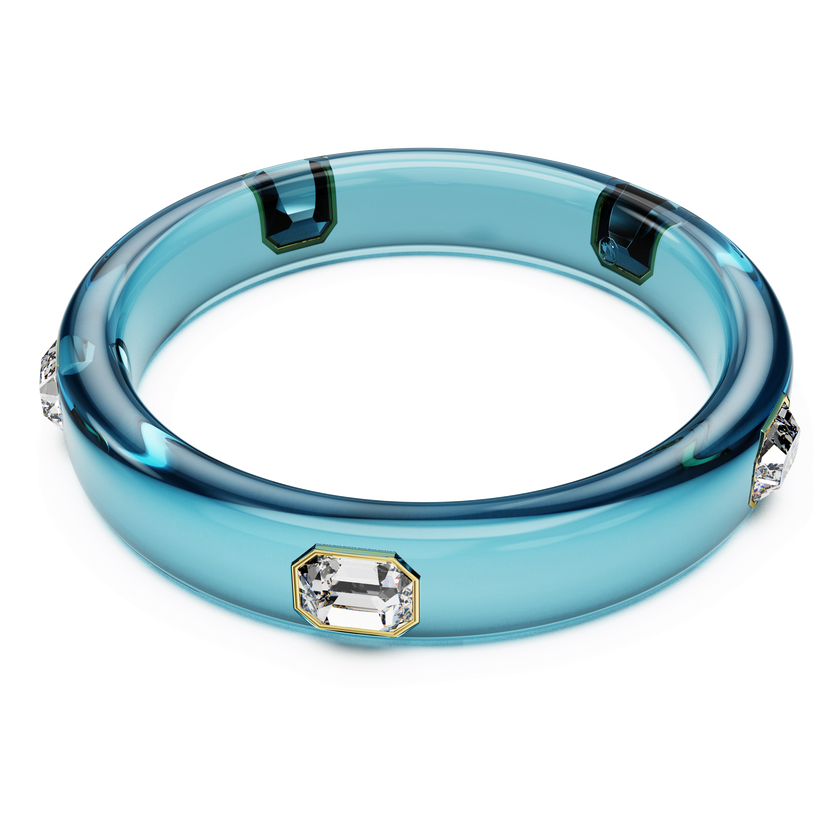 swarovski dulcis bangle  octagon cut  blue  gold tone plated