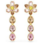 swarovski idyllia drop earrings  mixed cuts  flower  multicolored  gold tone plated