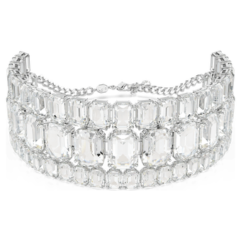 swarovski عقد شوكر millenia، قطع مثمن، لون أبيض، طلاء روديوم