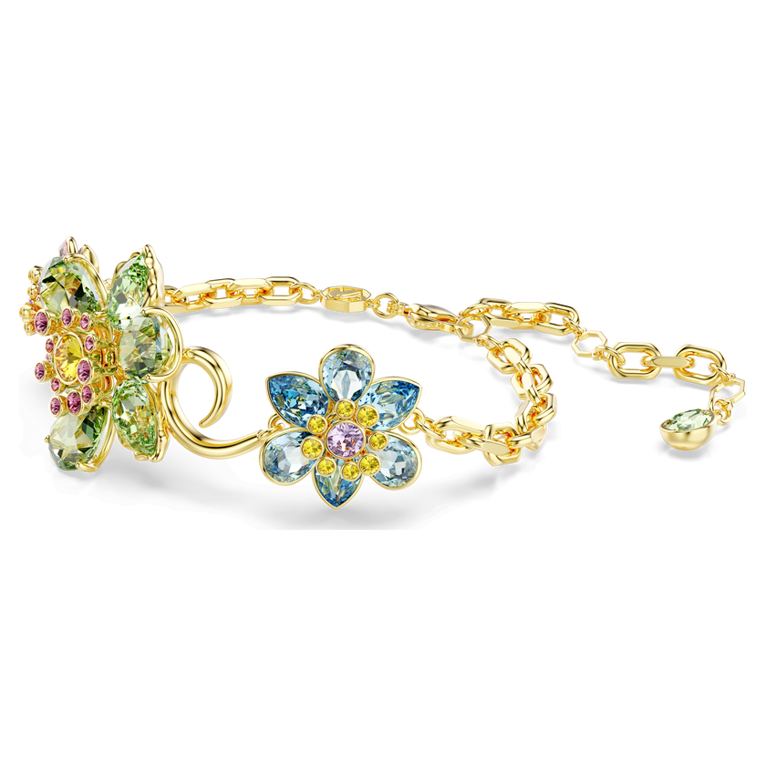 swarovski idyllia bracelet  mixed cuts  flower  multicolored  gold tone plated
