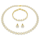 swarovski طقم una angelic، طقم من 3 قطع، قطع مُستدير، لون أبيض، لمسة نهائية من الذهب عيار 18 قيراط