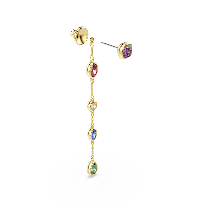 swarovski imber drop earrings  mixed cuts  multicolored  18k gold finish