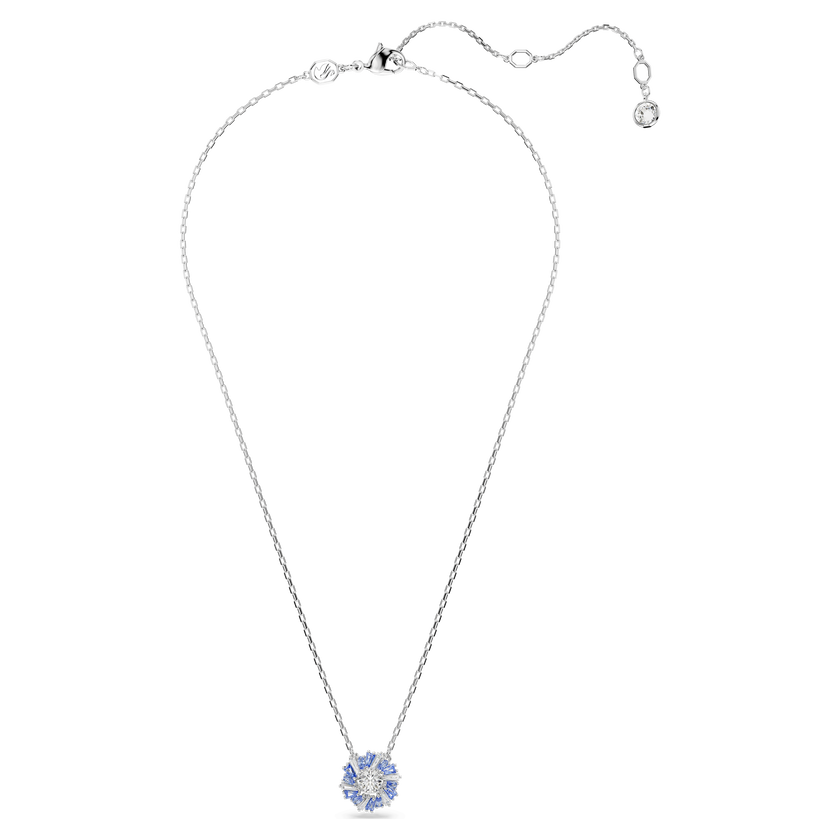 swarovski قلادة idyllia، على شكل زهرة، لون أزرق، طلاء روديوم