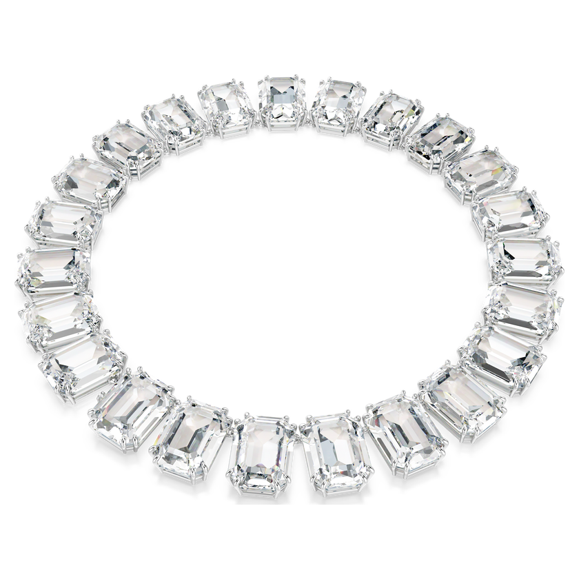 swarovski millenia necklace  oversized crystals  octagon cut  white  rhodium plated