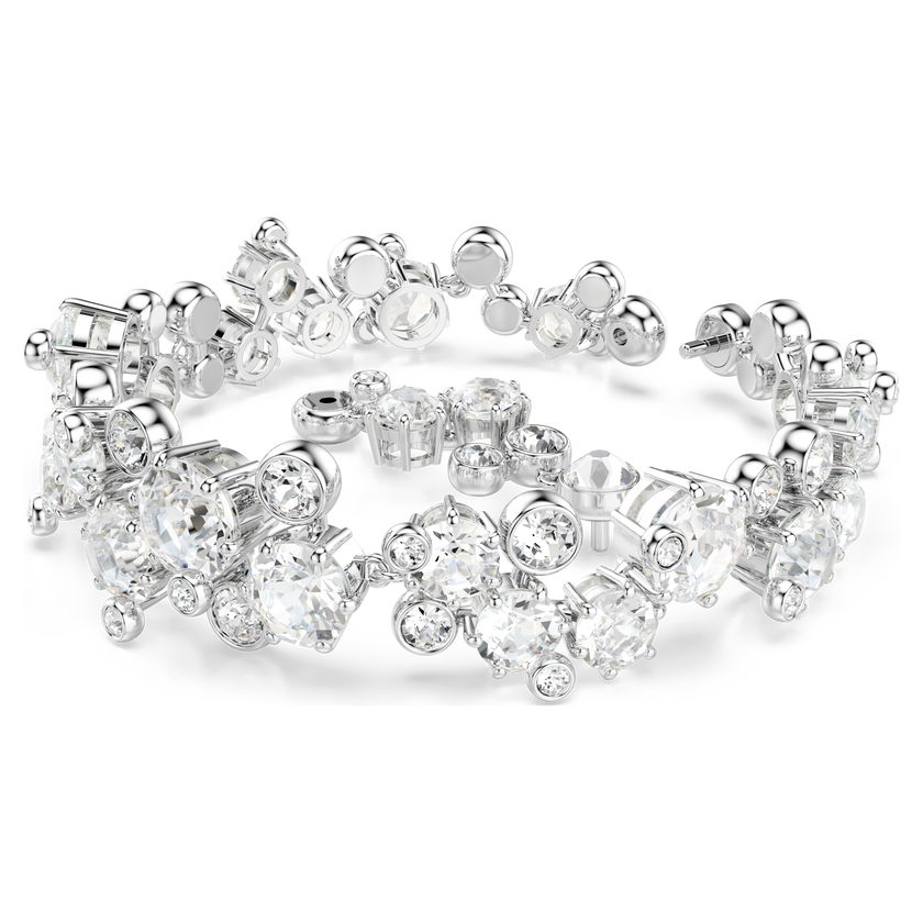 swarovski constella bracelet  mixed cuts  white  rhodium plated