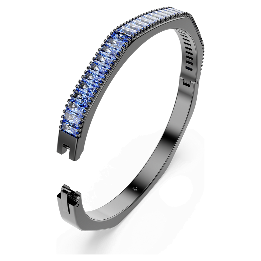 swarovski matrix bangle  baguette cut  blue  ruthenium plated