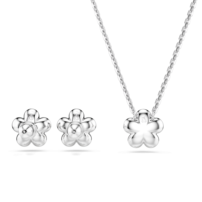 ariana grande x swarovski set  crystal pearl  round cut  flower  white  rhodium plated