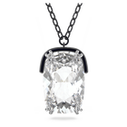 Harmonia pendant, Oversized crystals, White, Rhodium plated