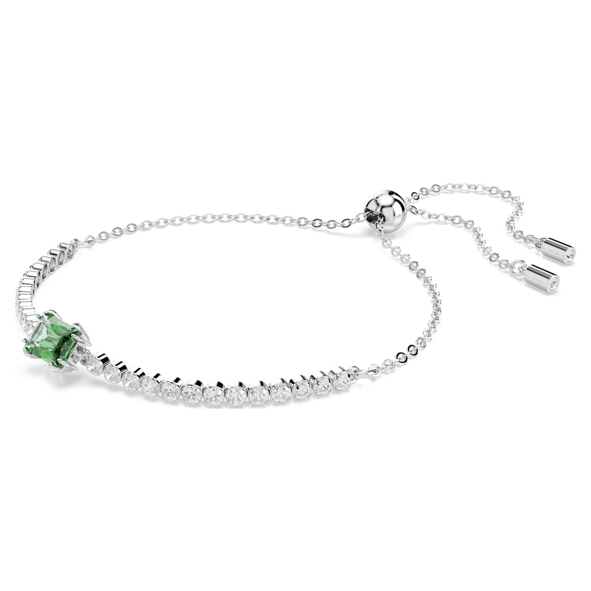 swarovski matrix tennis bracelet  mixed cuts  green  rhodium plated
