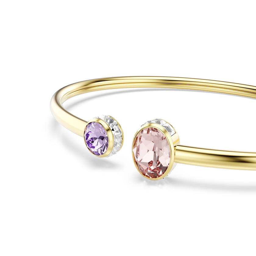 swarovski chroma bangle  mixed cuts  multicolored  gold tone plated