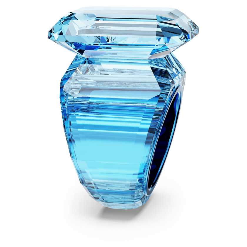 swarovski lucent cocktail ring  octagon cut  blue