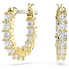 swarovski أقراط حلقية matrix vittore، قطع مستدير، لون أبيض، طلاء باللون الذهبي