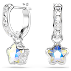 swarovski أقراط متدلية chroma، قطع متنوع، شكل نجمة، لون أبيض، طلاء روديوم