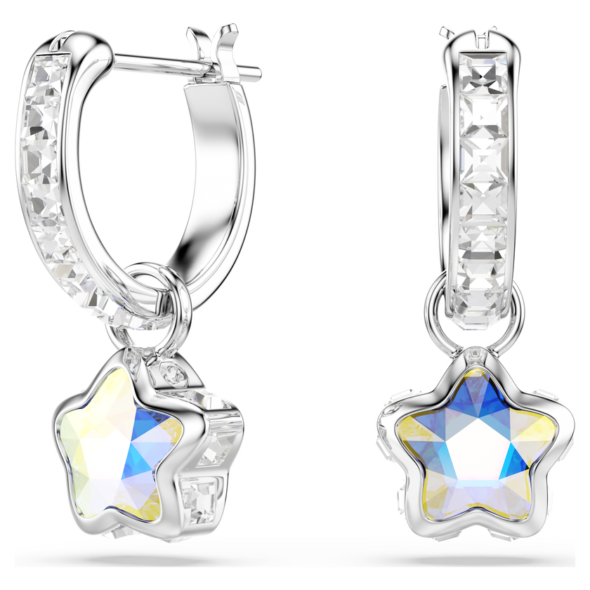 swarovski أقراط متدلية chroma، قطع متنوع، شكل نجمة، لون أبيض، طلاء روديوم