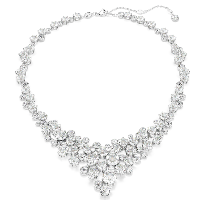 swarovski constella necklace  mixed cuts  clasp  white  rhodium plated