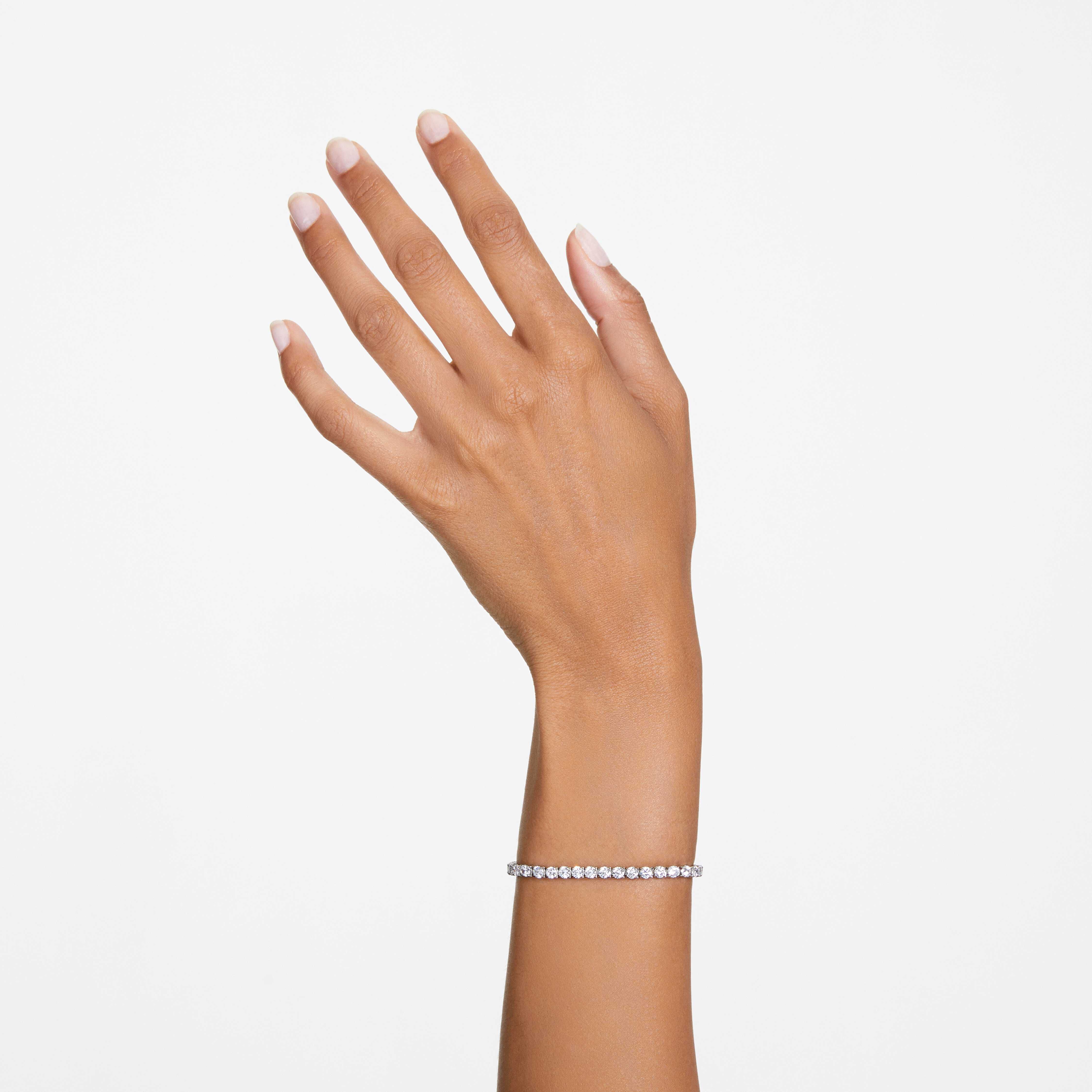 swarovski matrix tennis bracelet  round cut  white  rhodium plated