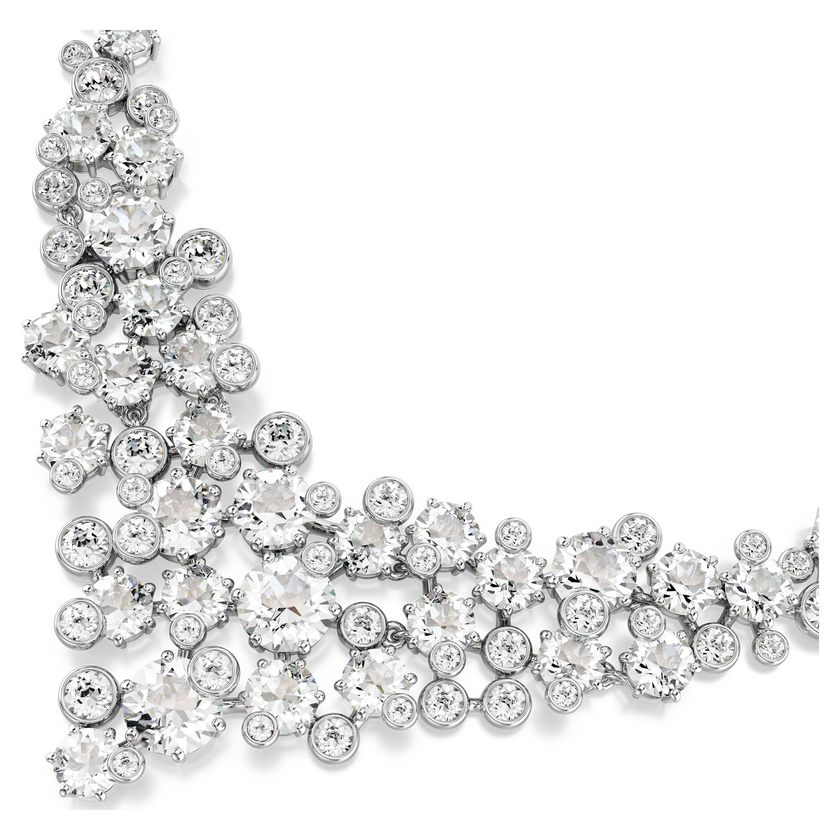 swarovski constella necklace  mixed cuts  clasp  white  rhodium plated