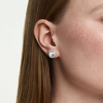 swarovski una angelic earrings  cushion cut  white  rhodium plated