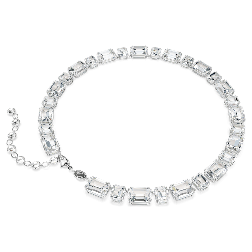 swarovski millenia necklace  octagon cut  white  rhodium plated