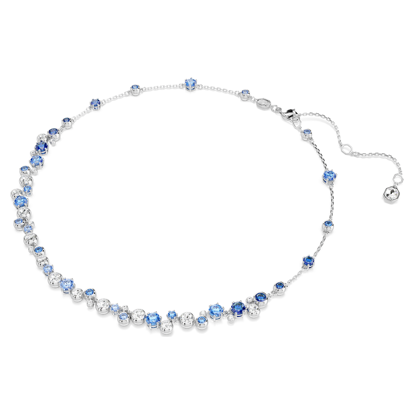 swarovski constella necklace  mixed cuts  blue  rhodium plated