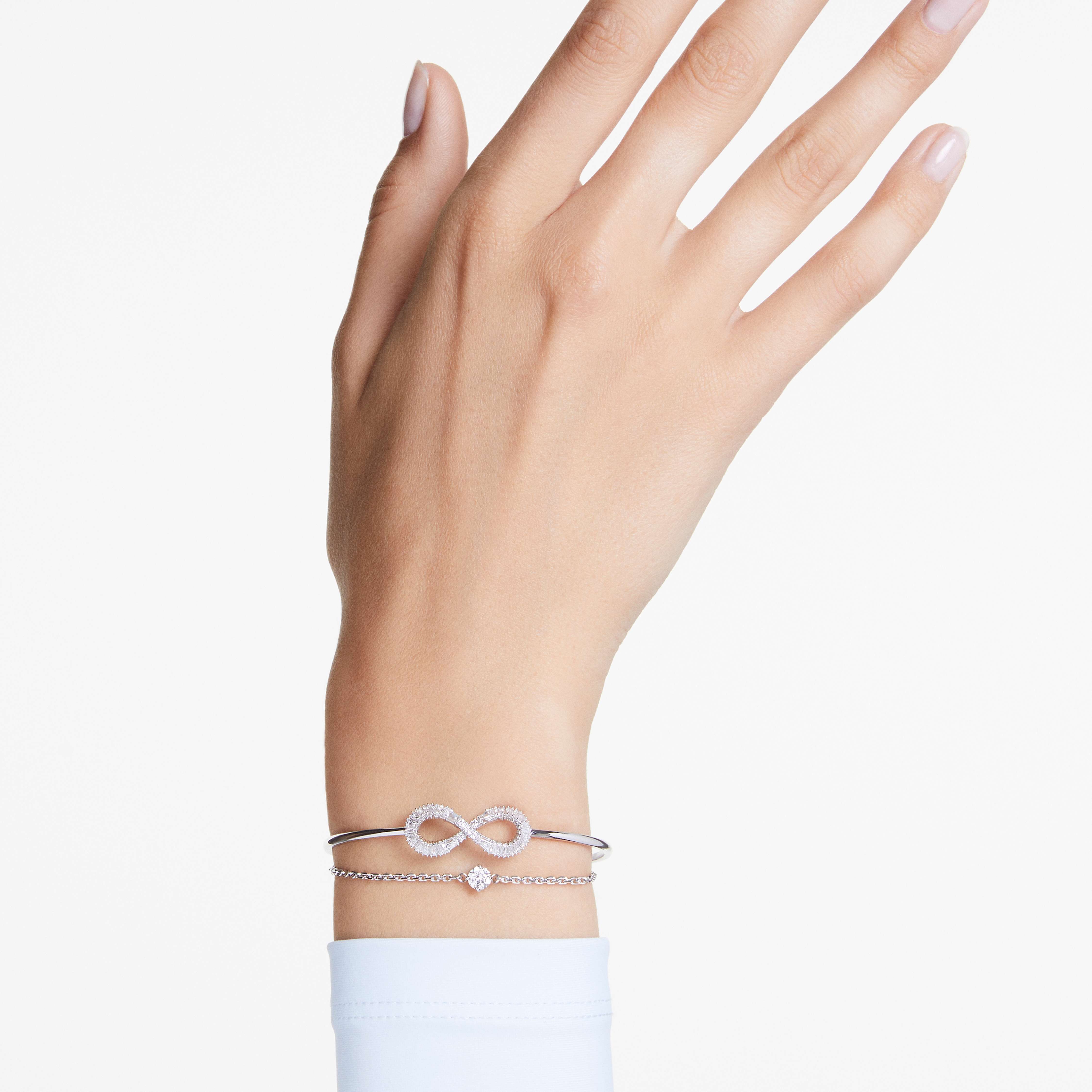 swarovski hyperbola bangle  infinity  white  rhodium plated
