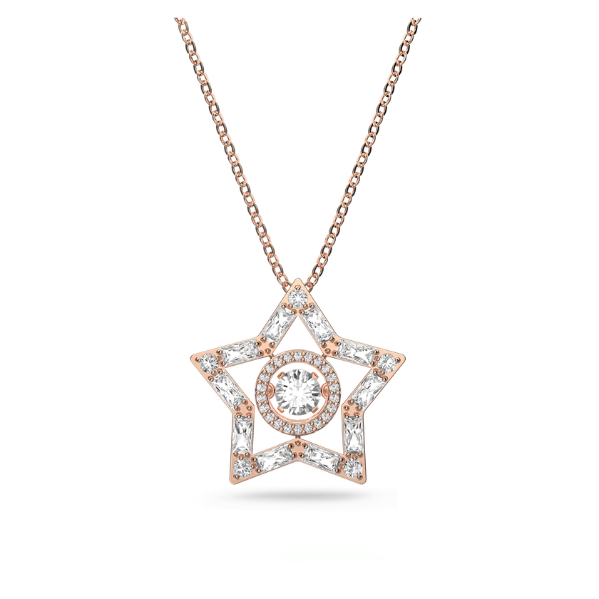 swarovski stella pendant  white  rose gold tone plated