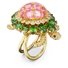 Idyllia cocktail ring, Turtle, Multicolored, Gold-tone plated