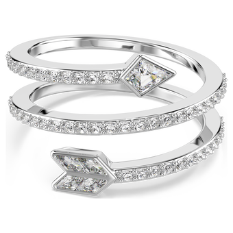 swarovski idyllia motif ring  mixed cuts  arrow  white  rhodium plated