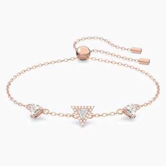 Ortyx bracelet, Triangle cut, White, Rose gold-tone plated